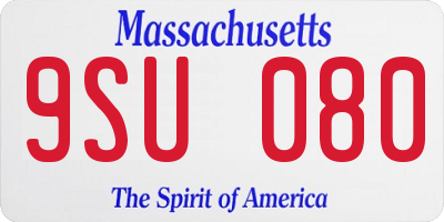 MA license plate 9SU080