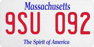 MA license plate 9SU092