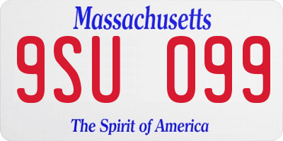 MA license plate 9SU099