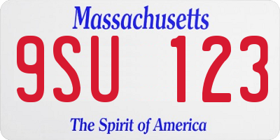 MA license plate 9SU123