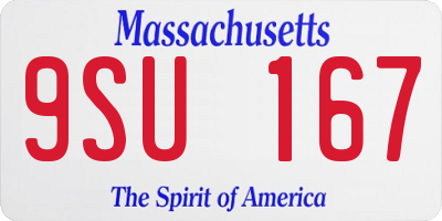 MA license plate 9SU167