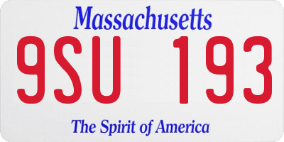MA license plate 9SU193