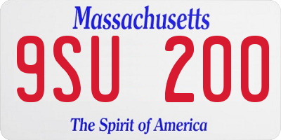 MA license plate 9SU200