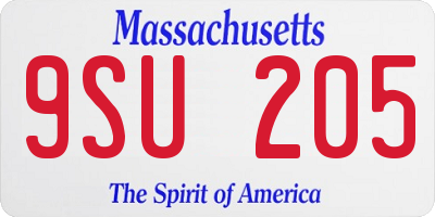 MA license plate 9SU205