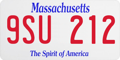MA license plate 9SU212