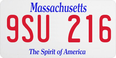 MA license plate 9SU216