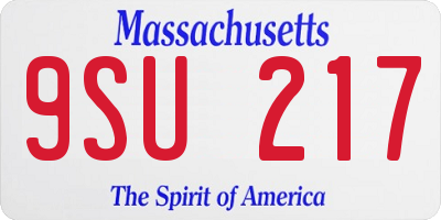 MA license plate 9SU217