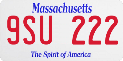 MA license plate 9SU222