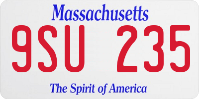MA license plate 9SU235
