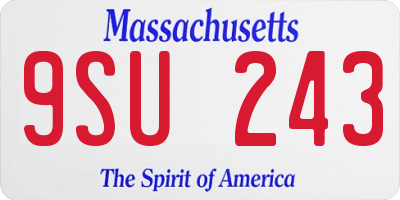 MA license plate 9SU243