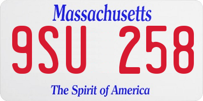 MA license plate 9SU258