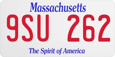 MA license plate 9SU262