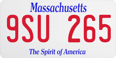 MA license plate 9SU265