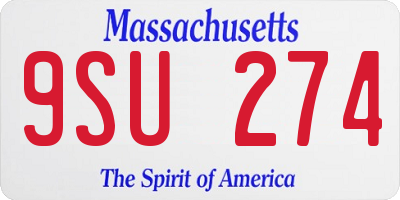 MA license plate 9SU274