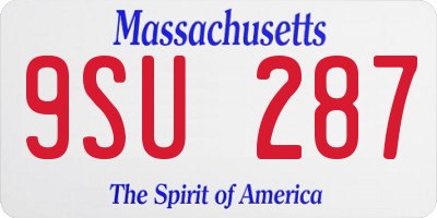 MA license plate 9SU287