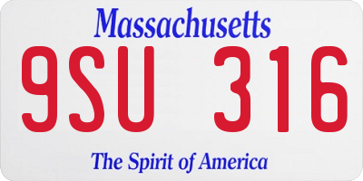MA license plate 9SU316