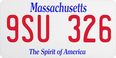 MA license plate 9SU326