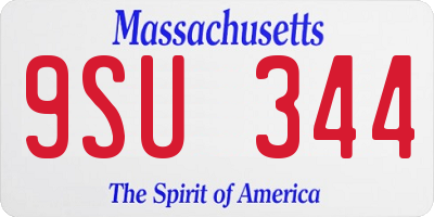 MA license plate 9SU344