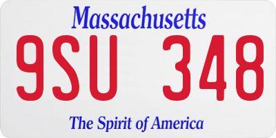 MA license plate 9SU348