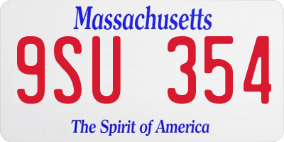 MA license plate 9SU354