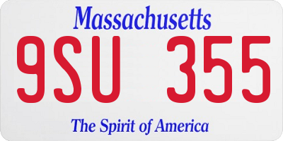 MA license plate 9SU355