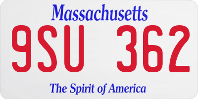 MA license plate 9SU362