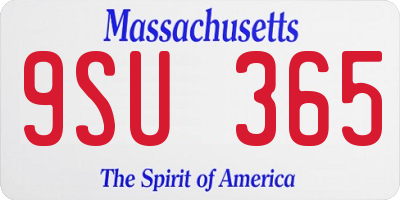 MA license plate 9SU365