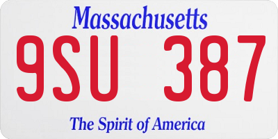 MA license plate 9SU387