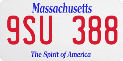 MA license plate 9SU388