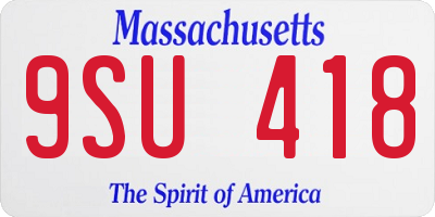MA license plate 9SU418