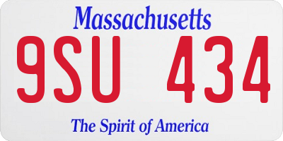 MA license plate 9SU434