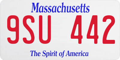 MA license plate 9SU442