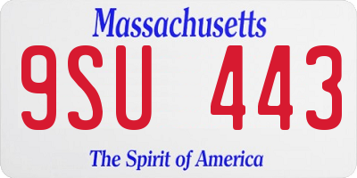 MA license plate 9SU443
