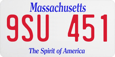 MA license plate 9SU451