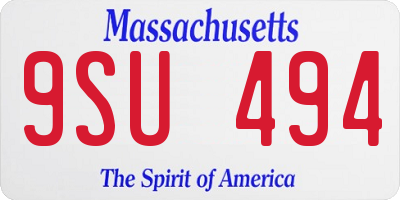 MA license plate 9SU494