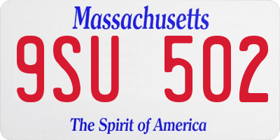 MA license plate 9SU502