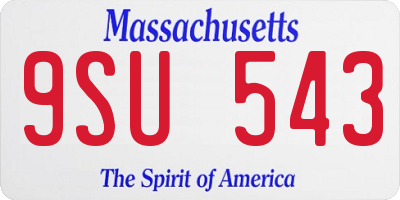 MA license plate 9SU543