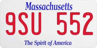 MA license plate 9SU552