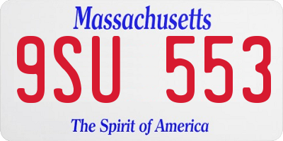 MA license plate 9SU553