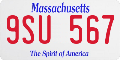 MA license plate 9SU567