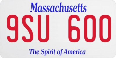 MA license plate 9SU600