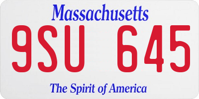 MA license plate 9SU645