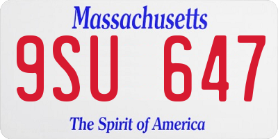 MA license plate 9SU647