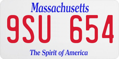 MA license plate 9SU654
