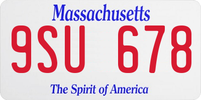 MA license plate 9SU678