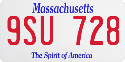 MA license plate 9SU728