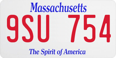 MA license plate 9SU754