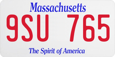 MA license plate 9SU765