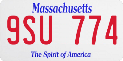 MA license plate 9SU774