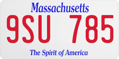 MA license plate 9SU785
